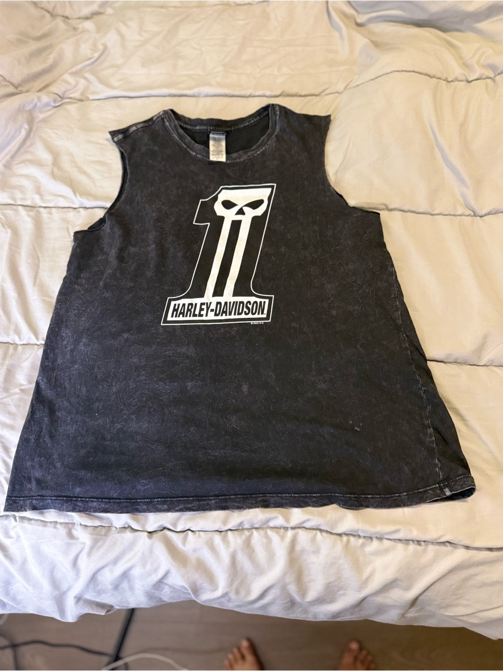 RVCA Black Graphic Muscle Tank with White Logo